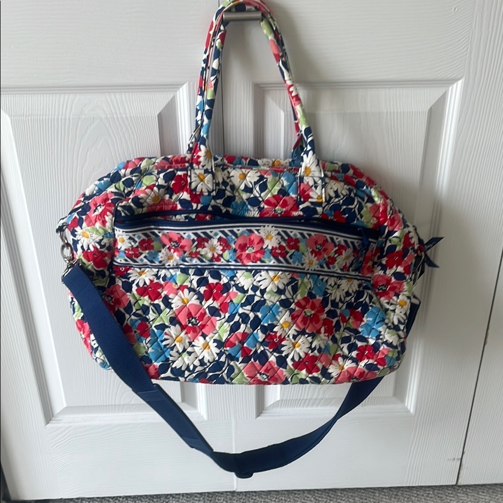 Red and Blue Travel Bag with Adjustable Strap